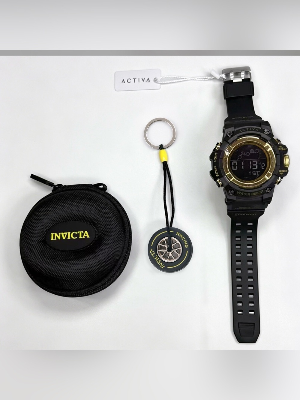 Invicta Black and Gold Digital Sport Watch with Case